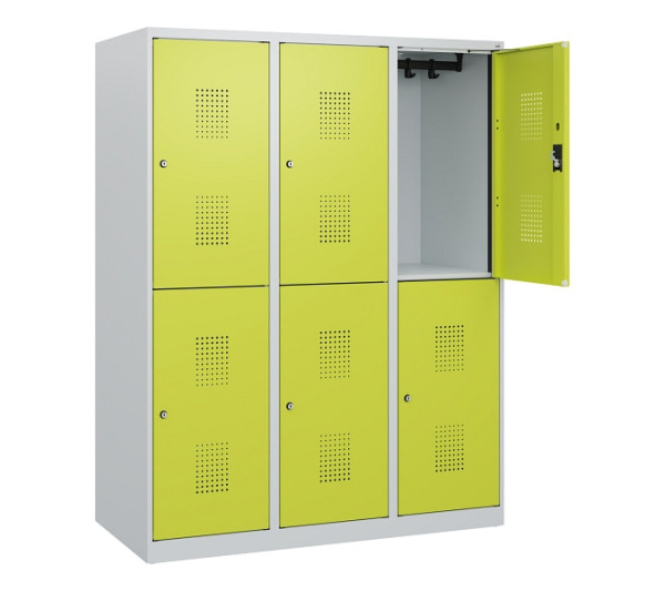 C+P Doppelstöckiger Spind Evolo PLUS, 6 Fächer, 1530x1200x500mm, 7035/0024, Zylinderschloss, 0493005-32 S10042
