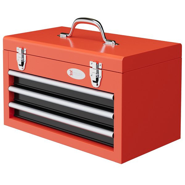 DURHAND Werkzeugkiste mit 3 Schubladen, 1 Fach, stabile Stahlverschlüsse, 45 x 24 x 27 cm, Rot, B20-096V00RD