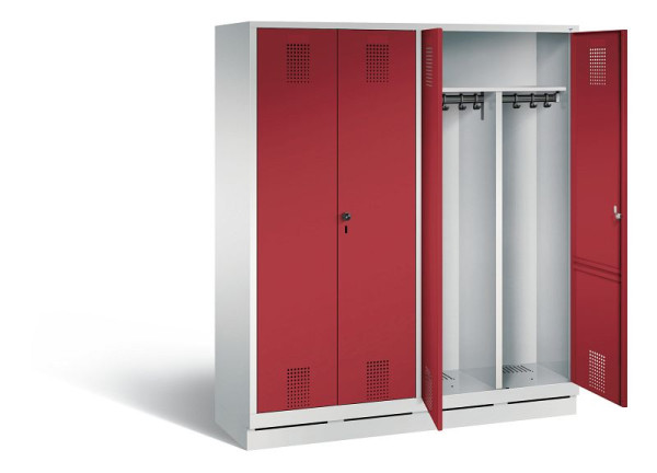 C+P Schwarz-Weiss-Spind Evolo, H1800xB1590xT500mm, Farbe: Lichtgrau / Rubinrot, 48022-42 S10026