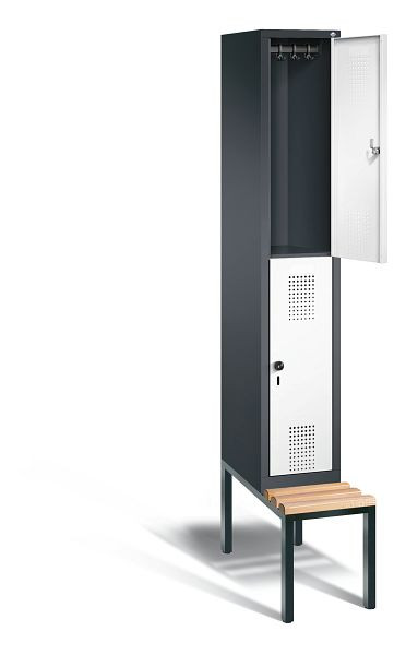 C+P Spind doppelstöckig Evolo, H2090xB320xT815mm, Farbe: Schwarzgrau / Verkehrsweiß, 48350-10 S10082