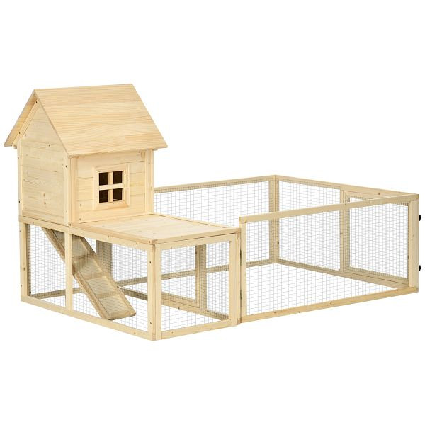 PawHut Kaninchenstall, 1 Rampe, 1 Nistkasten, 1 Bodenwanne, 151,5 x 106 x 97 cm, D51-358V00ND