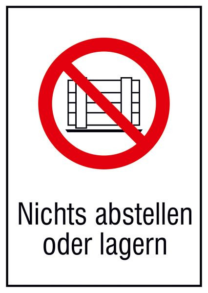 SafetyMarking Verbots-Kombischild, Nichts abstellen oder lagern, BxH 13,1x18,5 cm, Folie, selbstklebend, 21.1149