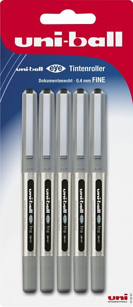 Uni-Ball Tintenroller eye fine UB-157 - 0,4 mm, schwarz (dokumentenecht), 5er Blisterpack, 148297
