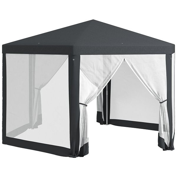 Outsunny Gartenpavillon, 6-eckig, Netzvorhänge, Metallgestell, 3,94x3,412x2,5m, Dunkelgrau, 84C-044V02CG