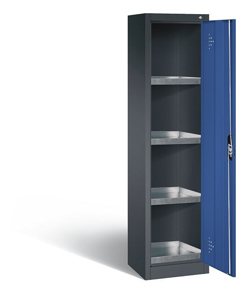 C+P Umweltschrank Acurado, H1950xB502xT500mm, Farbe: Schwarzgrau / Enzianblau, Muldengriff, 8901-315 S10172