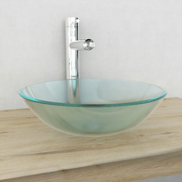 vidaXL Waschbecken Hartglas 42 cm Abmessung Mattiert, 142230