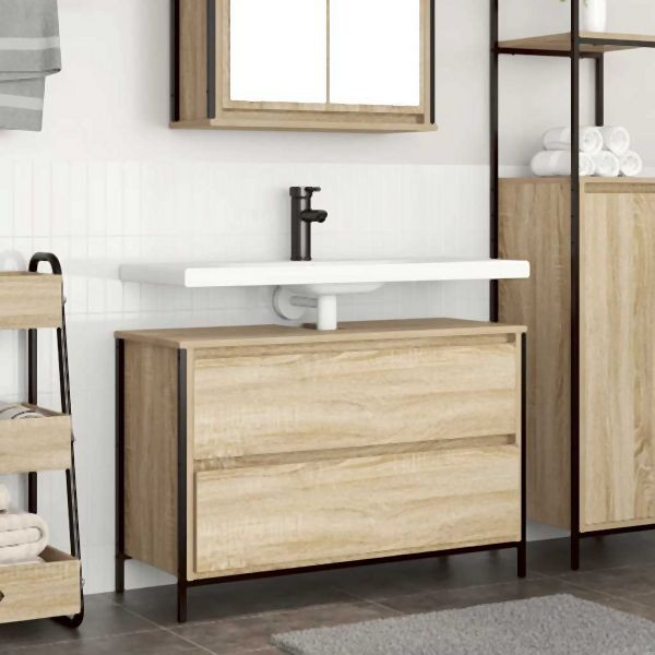 vidaXL Waschbeckenunterschrank mit Schubladen Sonoma-Eiche, 861878