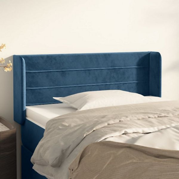 vidaXL Kopfteil mit Ohren Dunkelblau 93x16x78/88 cm Samt, 3118948