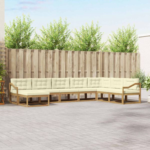 vidaXL Outdoor-Sofagarnitur 8-teilig Weiß und Creme, 3386879