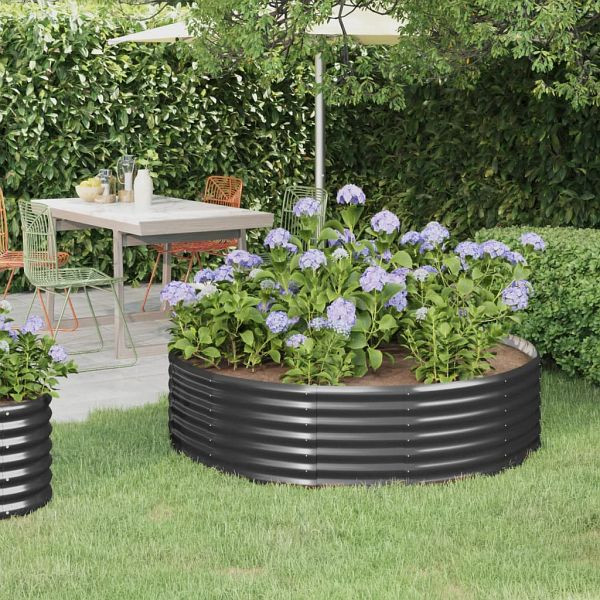 vidaXL Hochbeet Pulverbeschichteter Stahl 140x140x36 cm Anthrazit, 319021