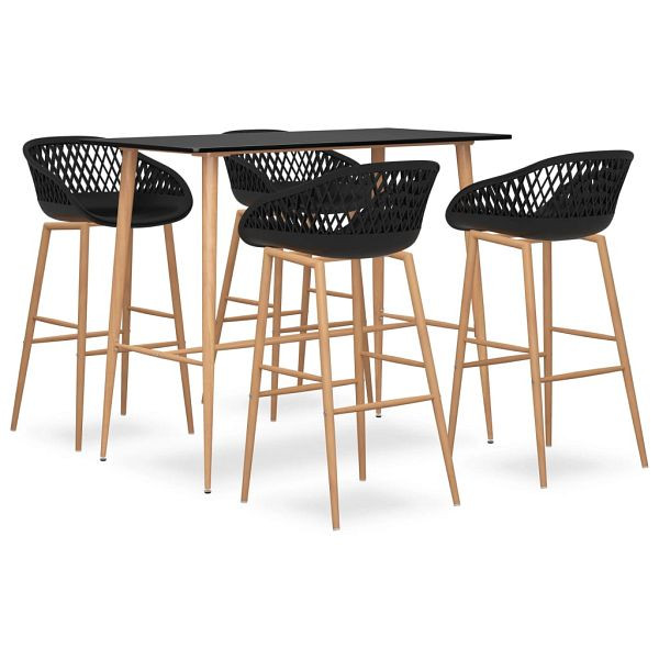 vidaXL 5-teilig Bar-Set Schwarz, Material: PP, Metall, 3057462