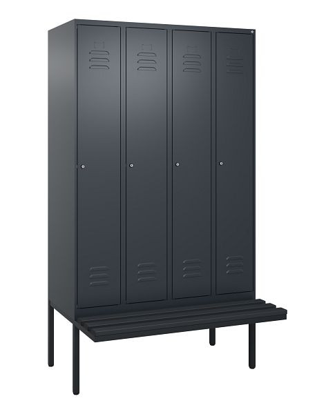 C+P Umkleidespind Classic PLUS, 4 Abteile, 2120x1200x815mm, 7016/7016, Zylinderschlösser, 3 Doppel-Haken, 0800407-40 S10027