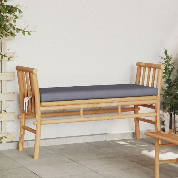 vidaXL Gartenbank mit Kissen 110 cm aus Bambus, 4108078