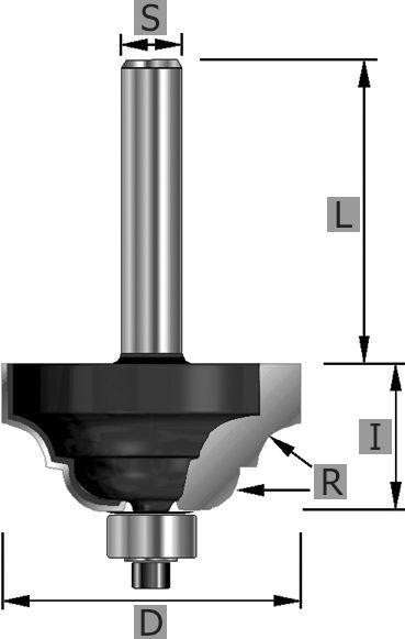 Edessö Römischer Classic Profilfräser HW mit Kugellager, A: 31,8, R: 4,8, B: 15,9, C: 8, 116031808