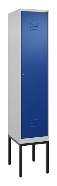 C+P Umkleidespind Classic PLUS mit Mitteltrennwand, Gestell, 2120x400x500mm, 7035/5010, Zylinderschloss, 0800307-12F S10018