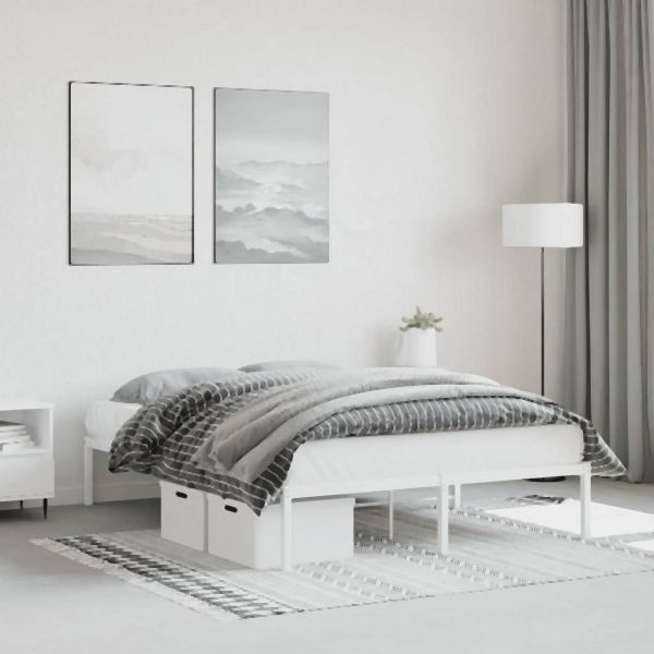 vidaXL Bettgestell Metall Weiß 140x200 cm, elegant, 373674