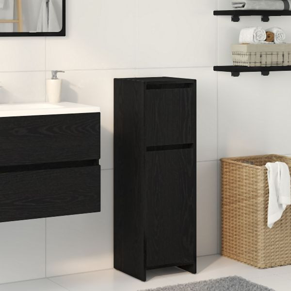 vidaXL Badezimmerschrank Schwarz Eiche 30x30x95 cm Holzwerkstoff, 862504