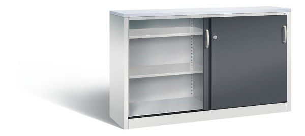 C+P Sideboard mit Schiebetüren Acurado, H1000xB1600xT400mm, Farbe: Lichtgrau / Schwarzgrau, Bügelgriff, 2146-00 S10127