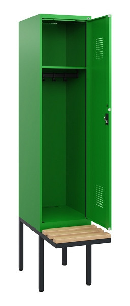 C+P Spind Evolo PLUS, 1 Abteil, 1950x400x815mm, 6037/6037, Zylinderschloss, Sitzfläche Holz, 0490405-12 S10053
