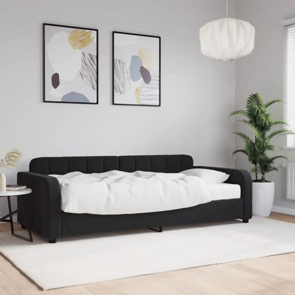 vidaXL Tagesbett mit Matratze Schwarz 90x200 cm Samt, 3196909