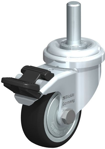 Blickle LRA-PATH 50K-FI-FK-GS10 Apparate-Lenkrolle mit Gewindestift & Feststeller, Thermoplastisches Polyurethan, Grau, 848564
