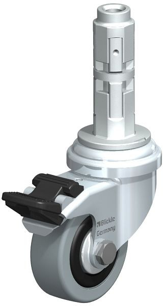 Blickle LRA-VPA 50G-FI-FA-E02 Apparate-Lenkrolle mit Expander & Feststeller, Vollgummi, Grau, 322453