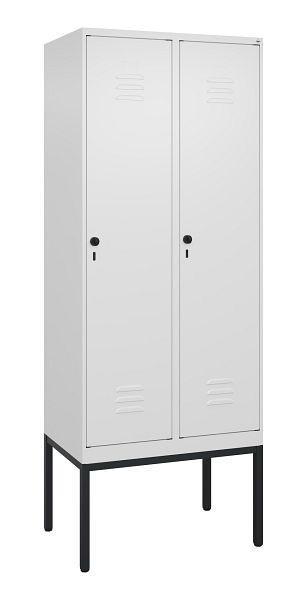 C+P Umkleidespind Classic PLUS mit Mitteltrennwand, Gestell, 2 Abteile, 2120x800x500mm, 9016/9016, Drehriegel, 0800307-22F S10014