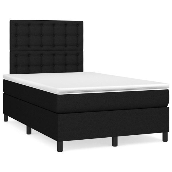 vidaXL Boxspringbett mit Matratze Schwarz 120x190 cm Stoff, 3269911