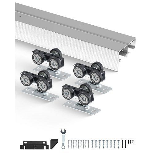 VEVOR Schiebetürsystem 1524 mm, Doppelschienen aus Aluminium, Türbreite 775 mm x 2, belastbar bis 68 kg, TLMTZTLM5FTS39LKBV0