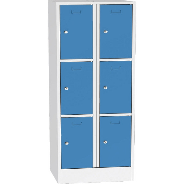 Deskin Schließfach-Stahlschrank SYSTEM SP1 COLOR, Korpus Lichtgrau, Türen Lichtblau, H 1850 x B 800 x T 500 mm, Zylinderschloss, 350 mm, 281962