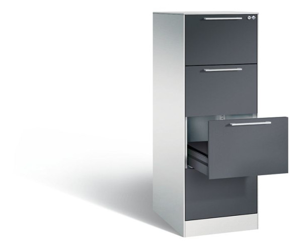 C+P Karteischrank Asisto, H1310xB440xT600mm, Farbe: Lichtgrau / Schwarzgrau, Bügelgriff, 146225-421 S10002