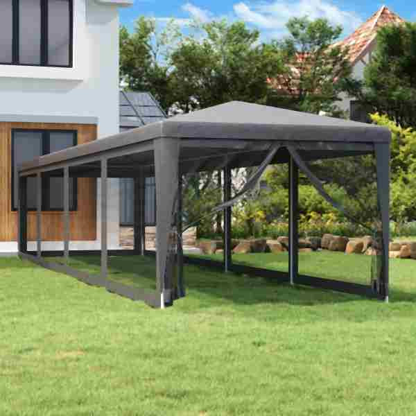 vidaXL Partyzelt mit 10 Mesh-Seitenwänden Anthrazit 3x12 m HDPE, UV-beständig, 319249