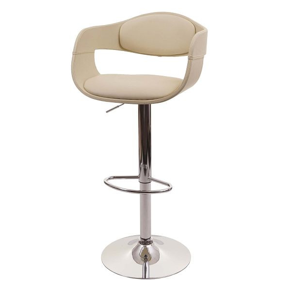 Mendler Barhocker HWC-A47b, Barstuhl Tresenhocker, Retro-Design, Holz Kunstleder, creme, 94640