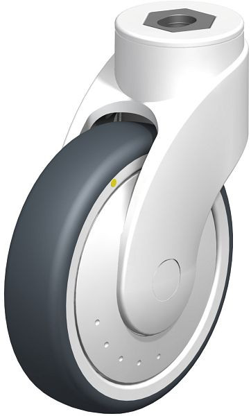 Blickle LWKE-TPA 126K-11-ELS-FK Kunststoff-Lenkrolle WAVE mit Rückenloch, Thermoplastisches Gummi-Elastomer, Grau, 739841