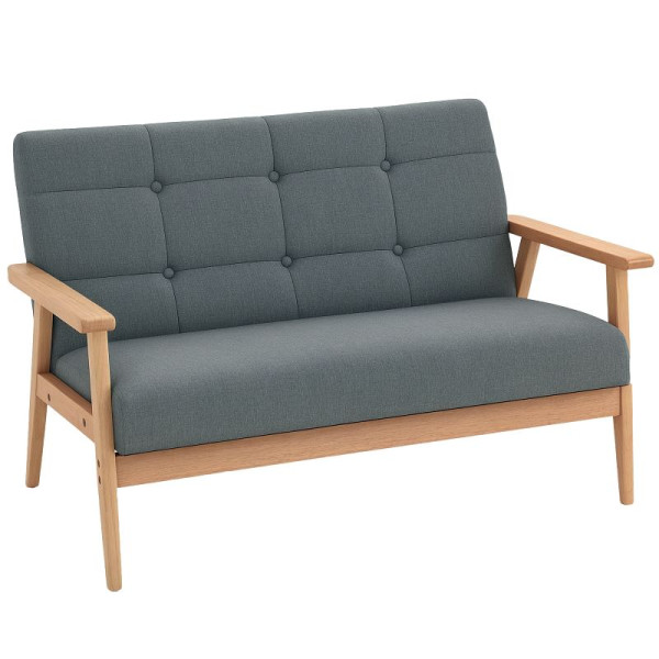 HOMCOM 2-Sitzer-Sofa, Couch mit Armlehnen, Rückenkissen, Wohnzimmersofa mit Leinenoptik, Polstersofa für Wohnzimmer, Schlafzimmer, 833-913V02
