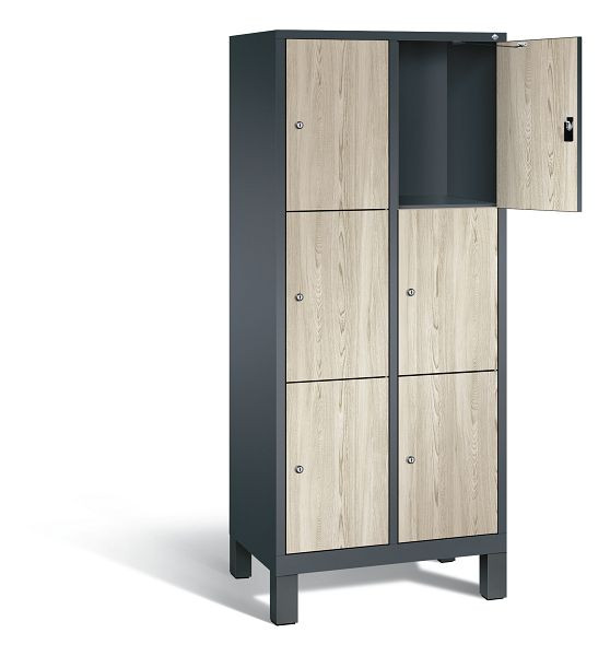 C+P Schließfachschrank Evolo, H1850xB810xT500mm, Farbe: Anthrazitgrau / Dekor Sen-Esche, 48010-223 S10161