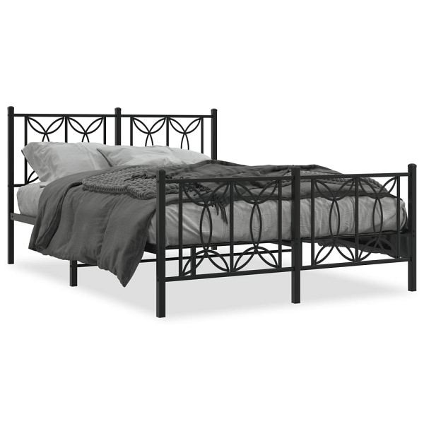 vidaXL Bettgestell mit Kopf- und Fußteil Metall Schwarz 140x200 cm, 376147