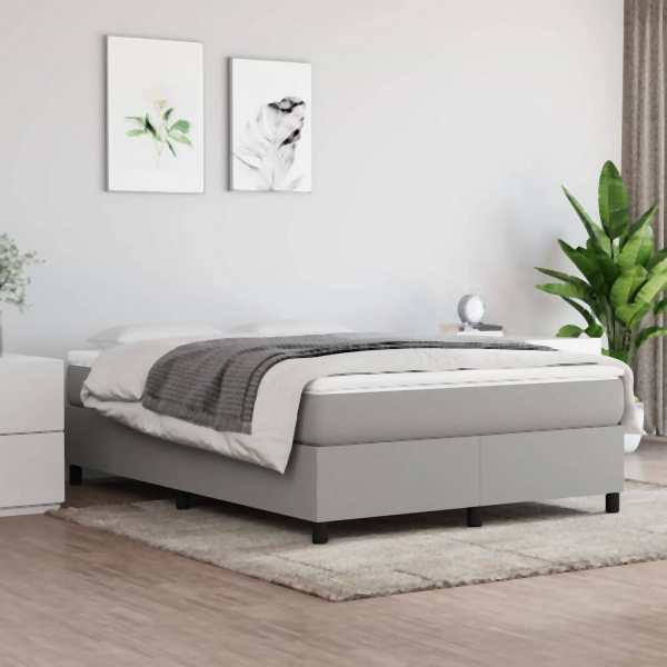 vidaXL Boxspringbett mit Matratze Hellgrau 140x190 cm Stoff, 3144415