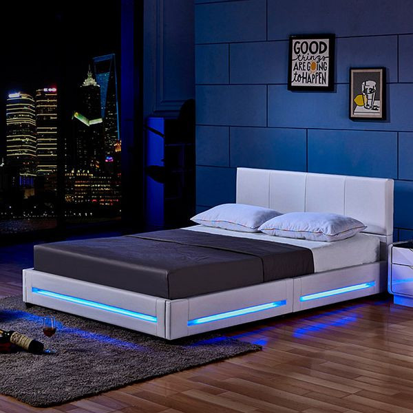 HOME DELUXE LED Bett ASTEROID, 160 x 200 cm Weiß, 25587
