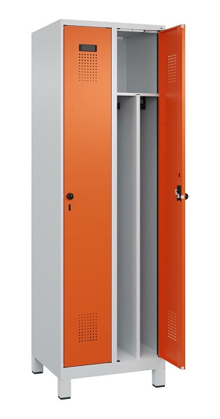 C+P Spind Evolo PLUS, mit Füßen, 2 Abteile, 1950x600x500mm, 7035/2004, Verschluss Drehriegel, 049010-20F S10002