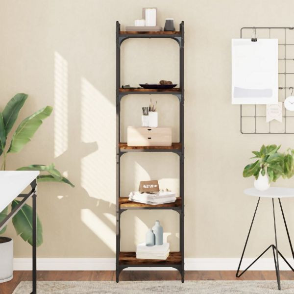vidaXL Bücherregal 5 Böden Räuchereiche 40x30x154 cm Holzwerkstoff, 837639