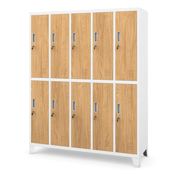 Jan Nowak Arbeitskleiderschrank weiß/goldene Eiche: Eco Design 10-türig BARTEK, 1360 x 1720 x 450 mm, 1948