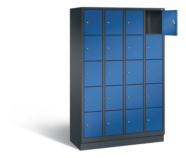 C+P Schließfachschrank Evolo, H1800xB1190xT500mm, Farbe: Schwarzgrau / Enzianblau, 48020-405 S10015