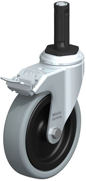 Blickle LKRA-VPA 126G-11-FI-ER12 Apparate-Lenkrolle mit Expander & Feststeller, Vollgummi, Grau, 848356