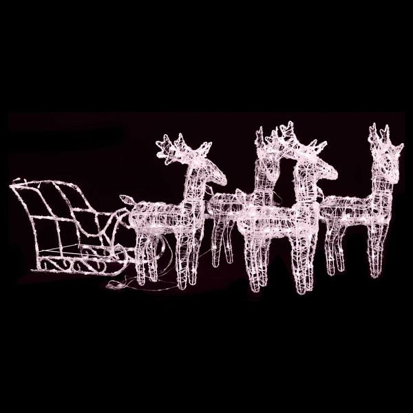 vidaXL Weihnachtsdekoration Rentiere & Schlitten 280x28x55 cm Acryl, 328524