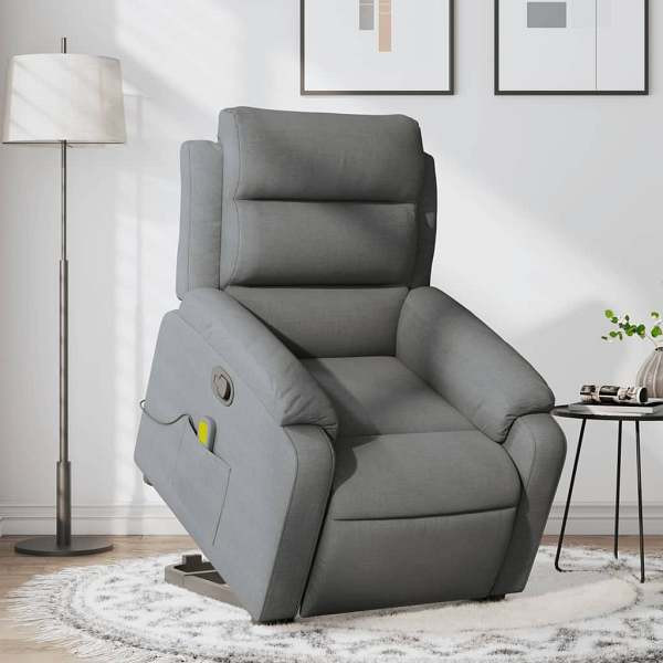 vidaXL Massagesessel mit Aufstehhilfe Dunkelgrau Stoff, 3204993