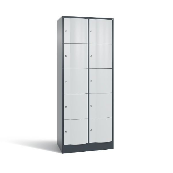 C+P Schließfachschrank Resisto, 10 Fächer, H1950xB772xT540 mm, Anthrazit/Grau, 8570-272 S10731