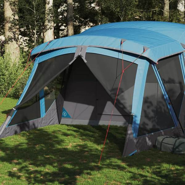 vidaXL Campingzelt mit Vorzelt 4 Personen Blau Wasserdicht, 94537