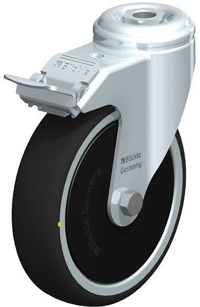 Blickle LKRA-PATH 126K-FI-ELS-FK Apparate-Lenkrolle mit Rückenloch & Feststeller, Thermoplastisches Polyurethan, Grau, 848869