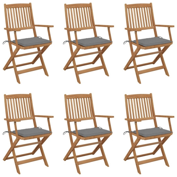 vidaXL Klappbare Gartenstühle 6 Stück mit Kissen Massivholz Akazie, 3065462